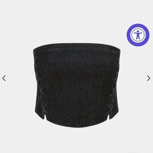 BRAND NEW Bustier Ebony Laced Black Denim Corset Top S
